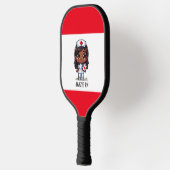 かわいいマンガブラックナースブラウンヘアアンドアイカスタムズ ピックルボールラケット (左)