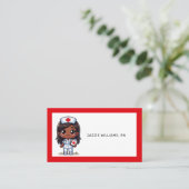 かわいいマンガブラックナースブラウンヘアアンドアイカスタムズ 名刺 (スタンド正面)