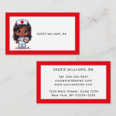 かわいいマンガブラックナースブラウンヘアアンドアイカスタムズ 名刺 (正面/裏面)