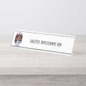 かわいいマンガブラックナース パーソナライズされた デスクネームプレート (正面)