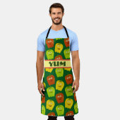 かわいいマンガベルピーマンキャラクターおもしろい エプロン (着用した状態)