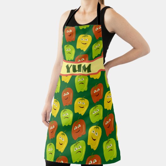 かわいいマンガベルピーマンキャラクターおもしろい エプロン (インサイチュ)