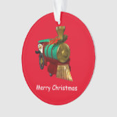 かわいいマンガペンギンとクリスマストレイン オーナメント (正面)