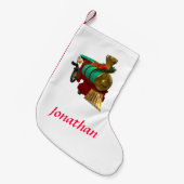 かわいいマンガペンギンとクリスマストレイン スモールクリスマスストッキング (正面 (吊り時))