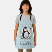 かわいいマンガペンギンと花 エプロン (インサイチュ)