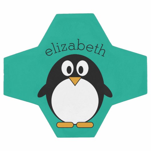 かわいいマンガペンギンと黒 サッカーボール (フラット)