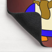 かわいいマンガペンギンなめし革ブラウン マウスパッド (コーナー)