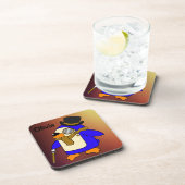 かわいいマンガペンギンのライトレザーブラウン コースター (右側)