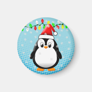 かわいいマンガペンギンサンタハットクリスマスライト マグネット