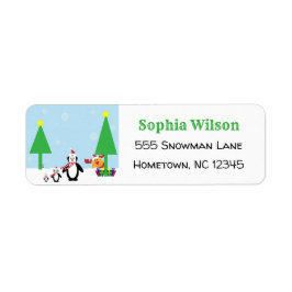 かわいいマンガペンギントインデアおもしろい冬 ラベル