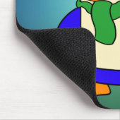 かわいいマンガペンギン光ティール(緑がかった色)エメラルドグリーン マウスパッド (コーナー)