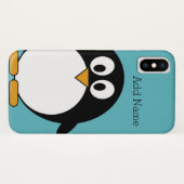 かわいいマンガペンギン名前をカスタムするブルー Case-Mate iPhoneケース (裏面(横))