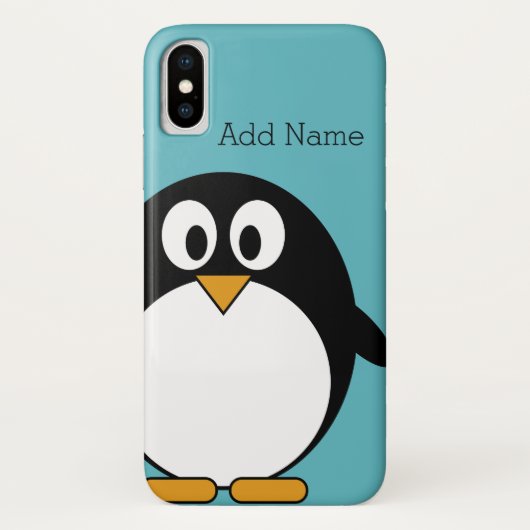 かわいいマンガペンギン名前をカスタムするブルー Case-Mate iPhoneケース (裏面)