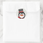 かわいいマンガペンギン家族メリークリスマス ラウンドシール (バッグ)