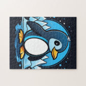 かわいいマンガペンギン寒さ ジグソーパズル (横)