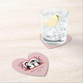 かわいいマンガペンギン愛好家ハートバレンタインデー ペーパーコースター (インサイチュ)