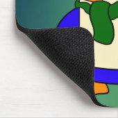 かわいいマンガペンギン暗いエメラルドティール（緑がかった色） マウスパッド (コーナー)