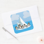 かわいいマンガペンギン群落 スクエアシール (封筒)