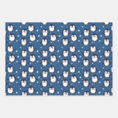 かわいいマンガペンギン顔柄 ラッピングペーパーシート (正面)