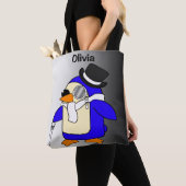 かわいいマンガペンギン黒と白 トートバッグ (クローズアップ)