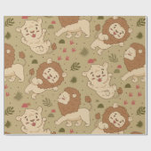 かわいいマンガリオンジャングルサファリラッピング紙 ラッピングペーパー (フラット)