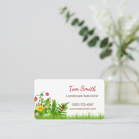 かわいいマンガローンガーデン造園サービス 名刺 (スタンド正面)