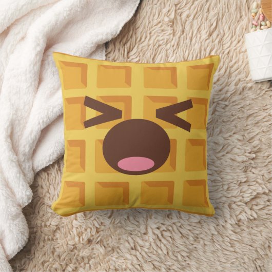かわいいマンガワッフルスリーピングキュートブレックファースト クッション (ブランケット)