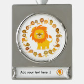 かわいいマンガーンライオンマンダラバナーオーナメント シルバープレートバナーオーナメント (正面)