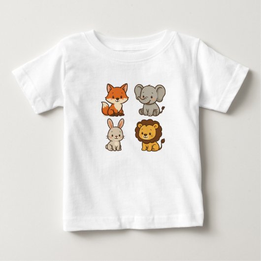 かわいいマンガ動物フレンズ集 ベビーTシャツ (正面)