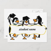 かわいいマンガ卒業ペンギンw/バナー 案内ポストカード (正面/裏面)