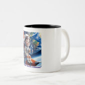 「かわいいマンガ宇宙飛行士ロケットキッズ宇宙マグカップ ツートーンマグカップ (正面右)