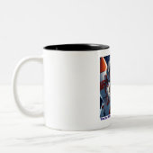 「かわいいマンガ宇宙飛行士ロケットキッズ宇宙マグカップ ツートーンマグカップ (左)