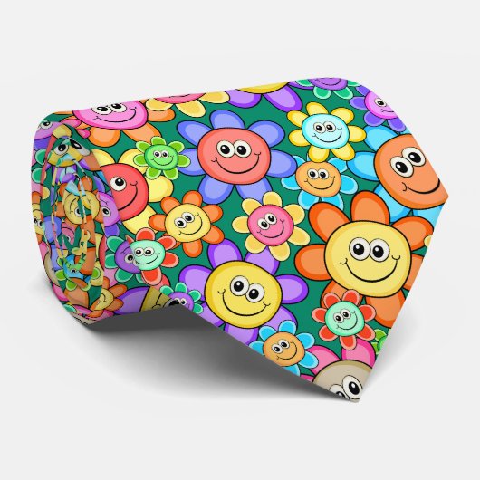 かわいいマンガ幸せ花柄 ネクタイ (ロール)