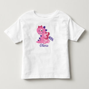 かわいいマンガ恐竜の三つ目の誕生日ガール トドラーTシャツ