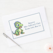 かわいいマンガ恐竜の子供の名前 長方形シール (封筒)