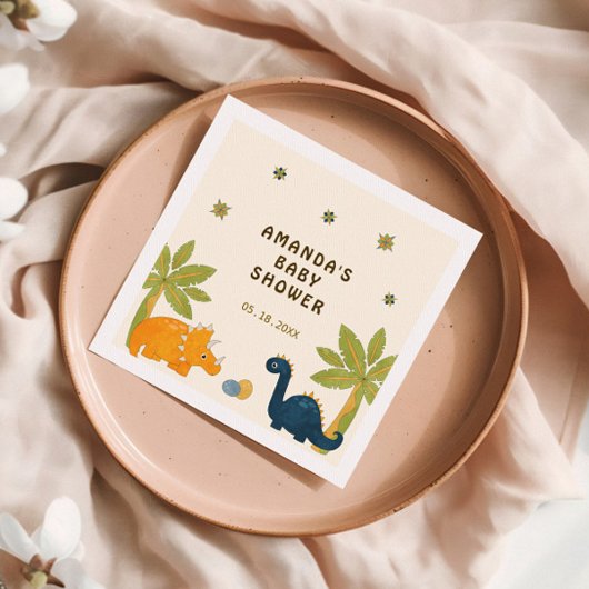 かわいいマンガ恐竜の赤ちゃんシャワー スタンダードカクテルナプキン