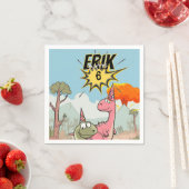 かわいいマンガ恐竜誕生日 スタンダードカクテルナプキン (インサイチュ)