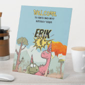 かわいいマンガ恐竜誕生日 台座サイン (インサイチュ)