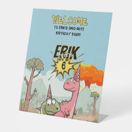 かわいいマンガ恐竜誕生日 台座サイン