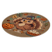 かわいいマンガ感謝祭トルコとカボチャ カッティングボード (角)