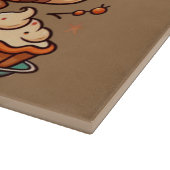 かわいいマンガ感謝祭トルコとカボチャ カッティングボード (角)