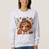 かわいいマンガ感謝祭トルコとカボチャ スウェットシャツ (正面)