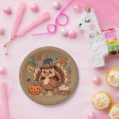 かわいいマンガ感謝祭トルコとカボチャ ペーパープレート (パーティー)