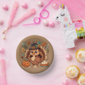 かわいいマンガ感謝祭トルコとカボチャ ペーパーボウル (パーティー)