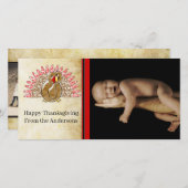 かわいいマンガ感謝祭トルコの写真カード シーズンカード (正面/裏面)
