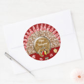 かわいいマンガ感謝祭トルコ ラウンドシール (封筒)