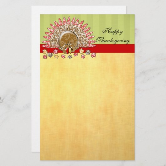 かわいいマンガ感謝祭トルコ 便箋 (正面/裏面)