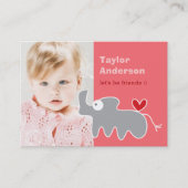 かわいいマンガ灰色サイの写真キッドの日遊付 コーリングカード (正面)