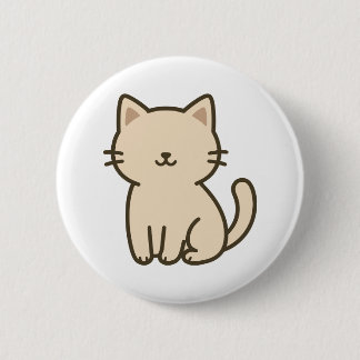 かわいいマンガ猫イラストレーションミニマル- Beige Kitt 缶バッジ