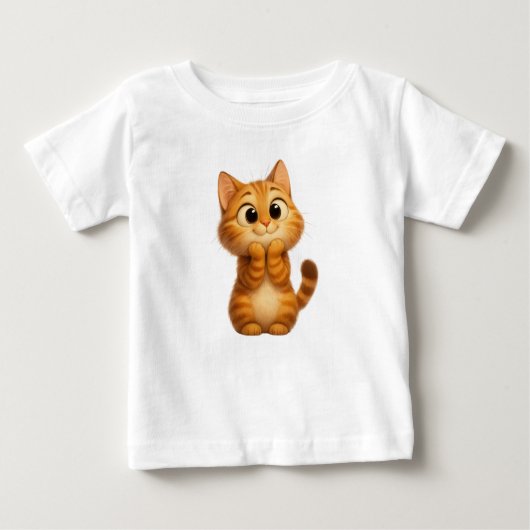 かわいいマンガ猫オレンジタブビー猫 ベビーTシャツ (正面)